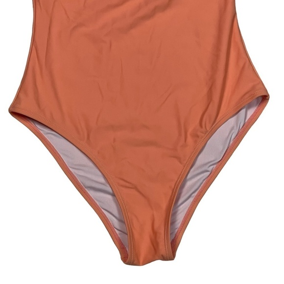 CUPSHE ONE SHOULDER AB31075M SALMON HIGH CUT ONE PIECE BATHING SWIMSUIT - Picture 4 of 16